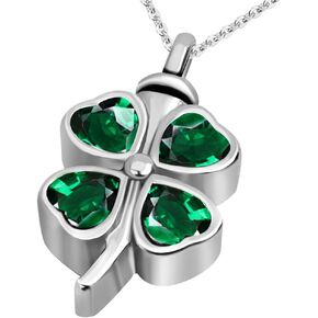 JMQJewelry Lucky Clover Cremation Urn Necklace for Ashes Memorial Keepsake Pendant Women Girl Men Jewelry Family Friend Mom Dog Cat in Kuwait