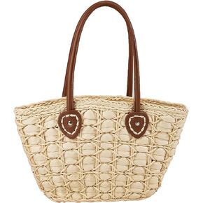 Womens Handwoven Tote Bag Summer Beach Travel Top-handle Hobo Handbag
