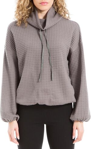 Max Studio Women's Cowl Neck Long Sleeve Waffle Knit Pullover in Saudi Arabia