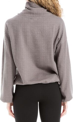Max Studio Women's Cowl Neck Long Sleeve Waffle Knit Pullover in Saudi Arabia
