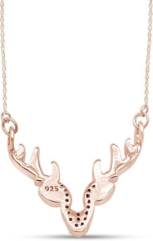 Round White Natural Diamond Accent Deer Antler Pendant in 14K Gold Over Sterling Silver in Saudi Arabia