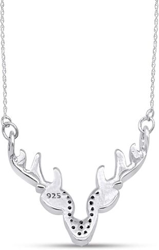 Round White Natural Diamond Accent Deer Antler Pendant in 14K Gold Over Sterling Silver in Saudi Arabia