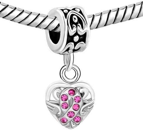 شريط من LovelyCharms للتوعية بسرطان الثدي قلب يناسب الأساور in Kuwait