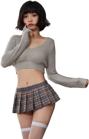 SINMIUANIME Sexy Lingerie Pleated Short Skirt JK Student Uniform Sexy Sweater Cosplay Lingerie Set in Saudi Arabia