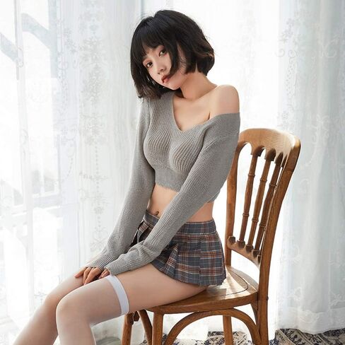 SINMIUANIME Sexy Lingerie Pleated Short Skirt JK Student Uniform Sexy Sweater Cosplay Lingerie Set in Saudi Arabia