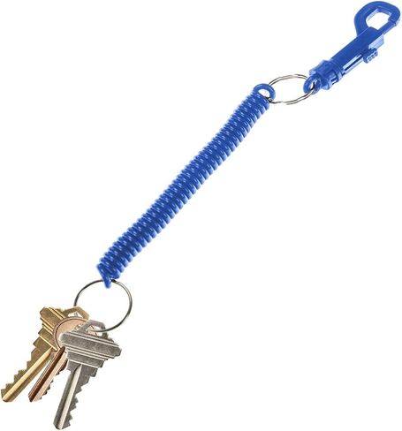 Lucky Line Designer Key Coil with Plastic Key Clip for Backpacks, Purses, Gym Bags, Belts, Casinos, Party Favors, Stocking Stuffers, Back to School -Bright Blue, 10 Pack (41631) in Saudi Arabia