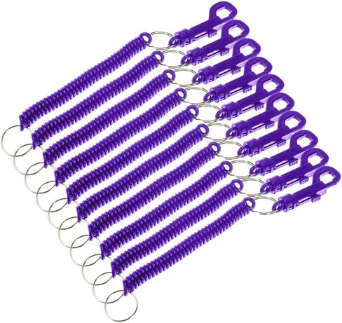 Lucky Line Designer Key Coil with Plastic Key Clip for Backpacks, Purses, Gym Bags, Belts, Casinos, Party Favors, Stocking Stuffers, Back to School -Bright Blue, 10 Pack (41631) in Saudi Arabia