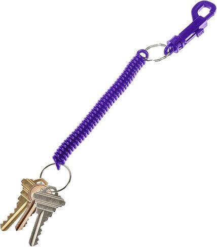 Lucky Line Designer Key Coil with Plastic Key Clip for Backpacks, Purses, Gym Bags, Belts, Casinos, Party Favors, Stocking Stuffers, Back to School -Bright Blue, 10 Pack (41631) in Saudi Arabia
