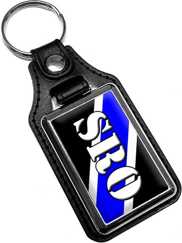Thin Blue Line School Resource Officer SRO Faux Leather Keychain Key Holder Key Ring For Men Heavy Duty Car Keyring For Men and Women🗝️, Black, retangular in Kuwait