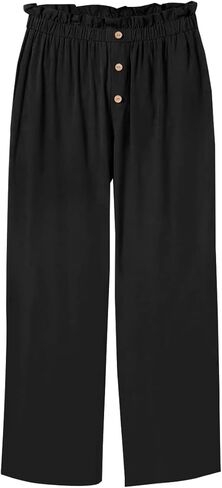 Batermoon Girls' Pants Paper Bag Elastic Waist Wide Leg Loose Trousers with Pocket in Saudi Arabia