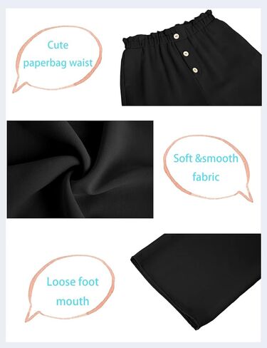 Batermoon Girls' Pants Paper Bag Elastic Waist Wide Leg Loose Trousers with Pocket in Saudi Arabia