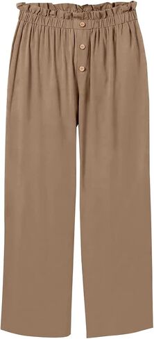 Batermoon Girls' Pants Paper Bag Elastic Waist Wide Leg Loose Trousers with Pocket in Saudi Arabia