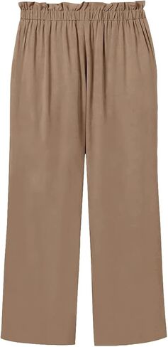 Batermoon Girls' Pants Paper Bag Elastic Waist Wide Leg Loose Trousers with Pocket in Saudi Arabia