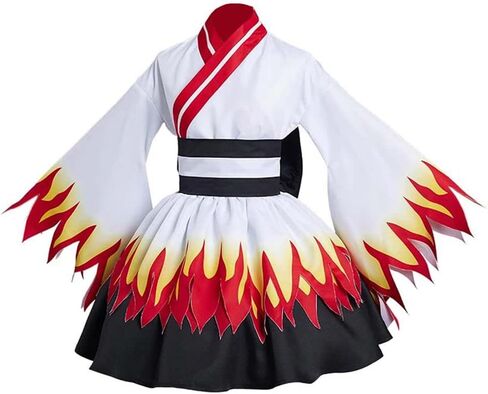 فستان Lioskey Agatsuma التأثيري فستان Tanjirou Kimono فستان Rengoku فستان الزي الهالوين مجموعة كاملة in Kuwait