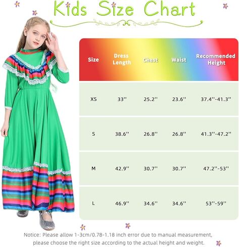 فستان مكسيكي للأطفال، فستان سينكو دي مايو فييستا، فستان رقص فولكلوريكو، فستان على الطراز المكسيكي التقليدي للفتيات in Kuwait