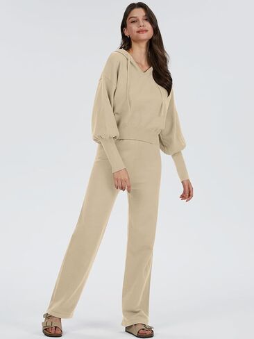 مجموعات سترة نسائية من قطعتين من DEEP SELF، كنزة صوفية وأكمام طويلة، وسراويل واسعة الساق، أطقم بدلات رياضية متماسكة in Kuwait