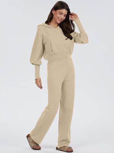 مجموعات سترة نسائية من قطعتين من DEEP SELF، كنزة صوفية وأكمام طويلة، وسراويل واسعة الساق، أطقم بدلات رياضية متماسكة in Kuwait