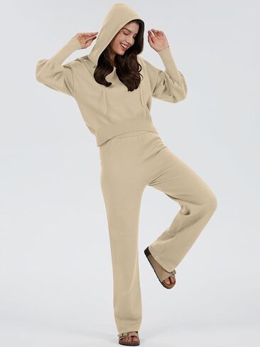 مجموعات سترة نسائية من قطعتين من DEEP SELF، كنزة صوفية وأكمام طويلة، وسراويل واسعة الساق، أطقم بدلات رياضية متماسكة in Kuwait