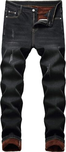 FREDD MARSHALL Men's Fleece Lined Skinny Winter Slim Fit Thicken Warm Stretch Jeans in Saudi Arabia