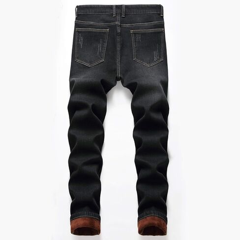 FREDD MARSHALL Men's Fleece Lined Skinny Winter Slim Fit Thicken Warm Stretch Jeans in Saudi Arabia