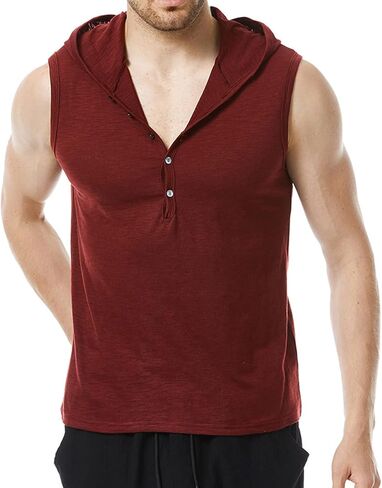 Wowcarbazole الرجال مقنعين تانك القمم تجريب أكمام هوديس سترة الهبي عادية الصيف الشاطئ قطع القمصان in Kuwait