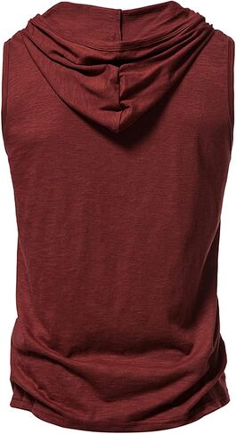 Wowcarbazole الرجال مقنعين تانك القمم تجريب أكمام هوديس سترة الهبي عادية الصيف الشاطئ قطع القمصان in Kuwait