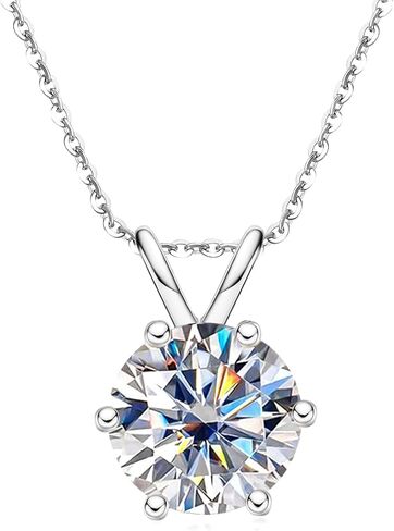1 CT D Color Moissanite Pendant Necklace For Women D Color VVS1 Round Cut Four-Claw Lab Diamond 18K Gold Plated Silver Necklace With Certificate in Saudi Arabia