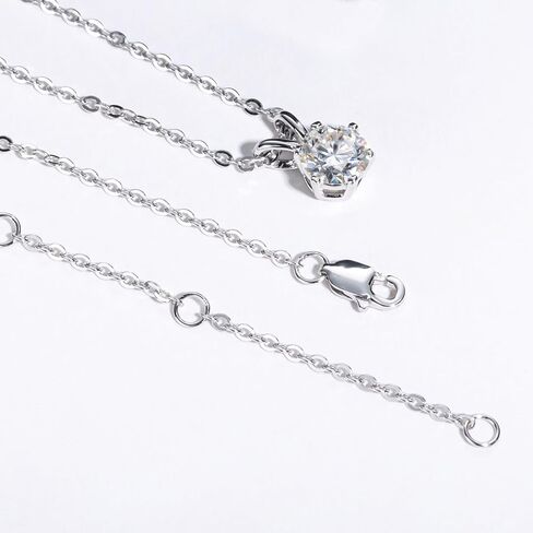 1 CT D Color Moissanite Pendant Necklace For Women D Color VVS1 Round Cut Four-Claw Lab Diamond 18K Gold Plated Silver Necklace With Certificate in Saudi Arabia