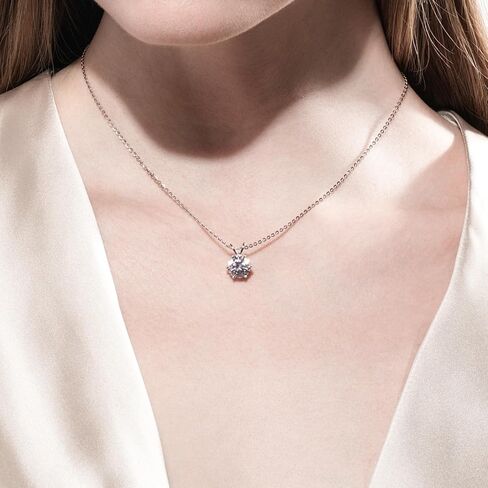 1 CT D Color Moissanite Pendant Necklace For Women D Color VVS1 Round Cut Four-Claw Lab Diamond 18K Gold Plated Silver Necklace With Certificate in Saudi Arabia