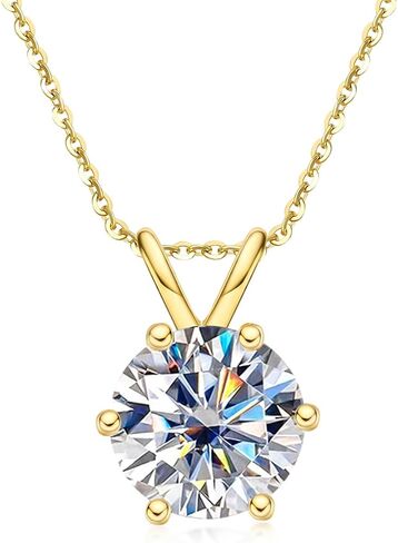 1 CT D Color Moissanite Pendant Necklace For Women D Color VVS1 Round Cut Four-Claw Lab Diamond 18K Gold Plated Silver Necklace With Certificate in Saudi Arabia