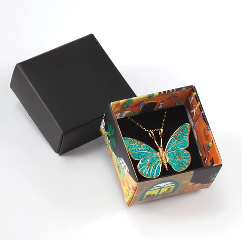Gold Plated 925 Sterling Silver Large Butterfly Necklace for Women Colorful Handmade Polymer Clay Pendant Handcrafted Jewelry, 16.5" Gold Filled Chain in Saudi Arabia