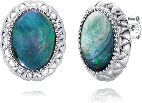 أقراط مرصعة من عرق اللؤلؤ التاهيتي، مصنوعة من عرق اللؤلؤ من المحار الأسود، من الفضة الإسترليني المطلية بالذهب الأبيض عيار 18 قيراطًا in Kuwait