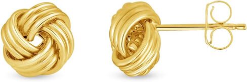 Solid 14k Yellow Gold Twisted Love Knot Stud Earrings - 9mm to 11mm in Saudi Arabia