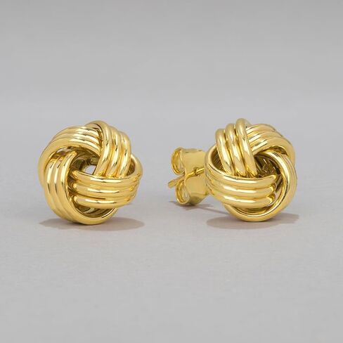 Solid 14k Yellow Gold Twisted Love Knot Stud Earrings - 9mm to 11mm in Saudi Arabia