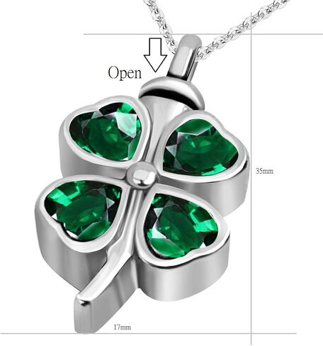 JMQJewelry Lucky Clover Cremation Urn Necklace for Ashes Memorial Keepsake Pendant Women Girl Men Jewelry Family Friend Mom Dog Cat in Kuwait