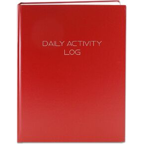 BookFactory Daily Activity Log Book / 365 Day Activities Log Book (384 Pages) / 365 Page Diary, Red Cover, Section Sewn Hardbound, 8 7/8" x 11 1/4" (LOG-384-LCS-LRT32(Daily-Activity))