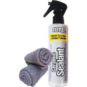 Flitz Ceramic Spray Sealant and Paint Protectant: Shine, Protect and Seal Clear Coat - Plastic, 1 Application Lasts Up to 12 Months, Microfiber Cleaning Cloth Included, Made in USA, 8 oz.