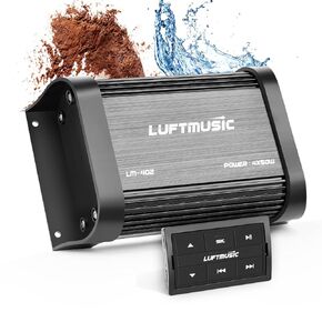 Bluetooth Marine Amplifier 4 Channel - Full Range Marine Amp - Waterproof Motorcycle Amplifier - Wireless Remote, Easy Installation - Compact Bluetooth Amplifier for Bike, Golf Cart, ATV