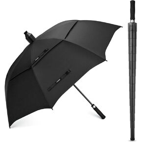 G4Free 62 Inch Umbrella with Telescopic Sleeve Waterproof Large Golf Windproof Rain Umbrellas Non-Drip Oversize Stick Umbrella Heavy Duty Men Transparent Cover