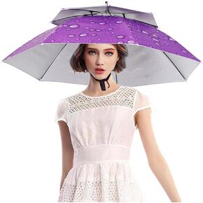Outdoor Head Umbrella Hat, 30 inch Hands Umbrella Cap for Adults and Kids, Folding Sun Protection Waterproof Fishing Umbrella, Golf Gardening Sunshade Outdoor Headwear