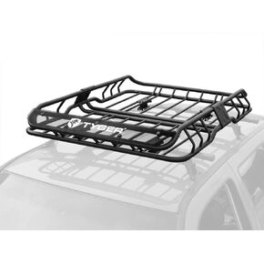 Tyger Heavy Duty Roof Mounted Cargo Basket Rack | L47.25 x W36.6 x H5.9 | Roof Top Luggage Carrier | with Wind Fairing
