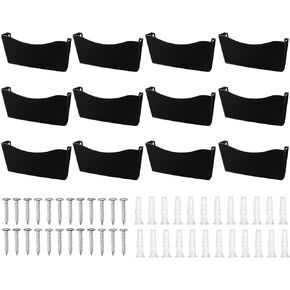 Colarr 12 Pcs Expandable Pocket Wall File Set Plastic Wall Mountable Space Saving Files Office Wall Organizer Wall Mount File Holder Wall Hanging File Organizer for Mail Letter Magazine (Black)