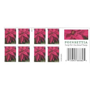 Poinsettia Forever Postage Stamps -- Booklet of 20