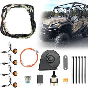 KEMIMOTO UTV/ATV Turn Signal Kit, Street Legal Kit with Toggle Switch, 105D Horn Plug and Play Easy Installation Compatible With Polaris, Can-Am, Kawasaki, John Deere, Golf Cart, Arctic Cat, CFMOTO