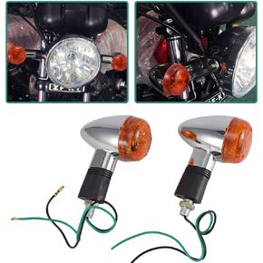 INNOGLOW Motorcycle Turn Signal Lights, Chrome Bullet Front Rear Blinker Indicator Light Blubs for Harley Kawasaki Suzuki Yamaha Motorcycle Street Standard Custom Bike Cruiser Bobber Chopper (2 PCS)