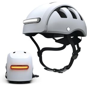 FEND Super + Lights Foldable Bike Helmet - Collapsible by 50% of Original Size - Safety Certified for Bicycle Road Bike Scooter Cycling Commuter Helmet