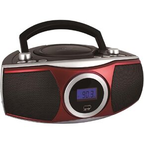 HANNLOMAX HX-315CD Portable CD/MP3 Boombox, AM/FM Radio, Digital Radio Frequency, Bluetooth, USB Port for MP3 Playback, LCD Display,Aux-in, AC/DC Power Source (Red)