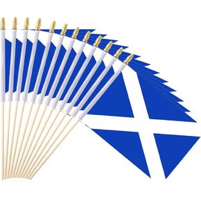 25Pack Small Scotland Flag Handheld Mini Scottish Flags on Stick 5x8 Inch