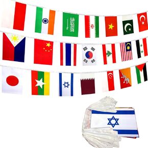 Asia Asian 48 Countries String Flags Banner Set,60 Feet 48 Flags