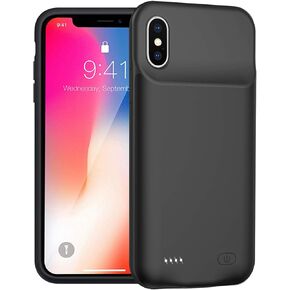 Battery Case for iPhone X/XS, Enhanced 7000mAh Ultra Thin Portable Protective Smart Charging Case with Carplay Compatible for iPhone X/XS (5.8 inch) Rechargeable Extended Battery Charger Case (Black)